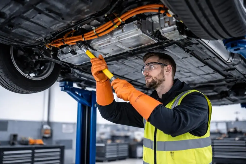 GTS Schadenzentrum Berlin Kfz Werkstatt Werkstattarbeiten an elektrischer Fahrzeugbatterie