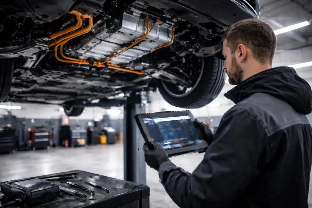 GTS Schadenzentrum Berlin Kfz Werkstatt Hochvolt Kabel entfernt