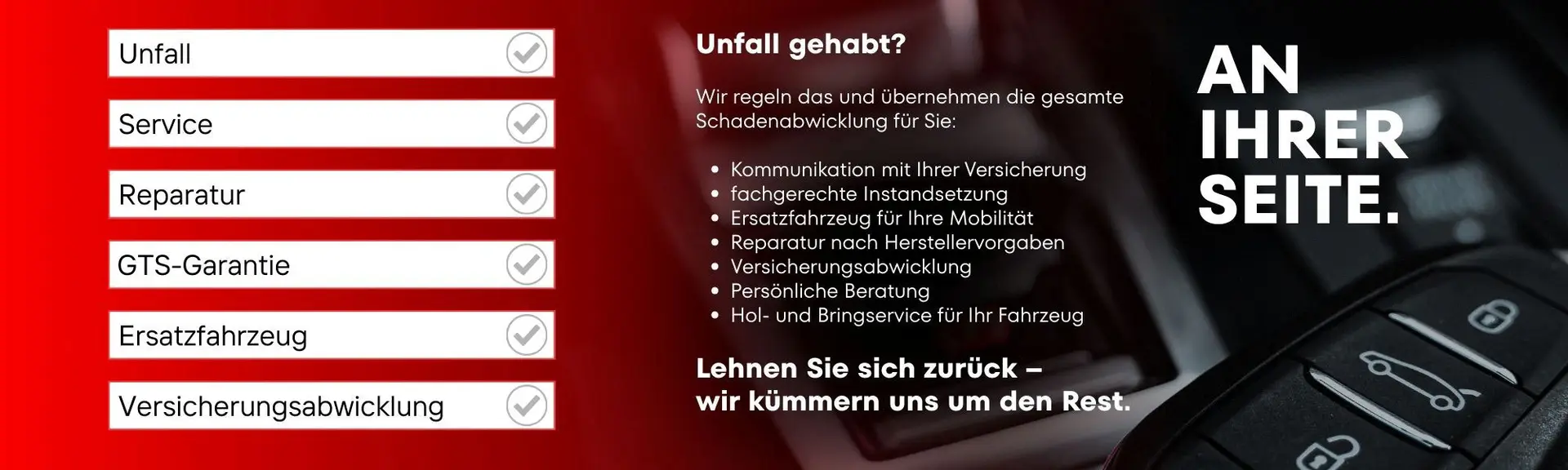 GTS Schadenzentrum Berlin Kfz-Werkstatt Service - Reparatur - GTS Garantie - Ersatzfahrzeug - Versicherungsabwicklung - Bild